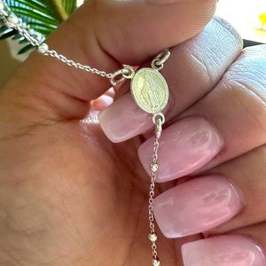 925 Silver Holy Mother Mary Necklace (Ave Maria)
